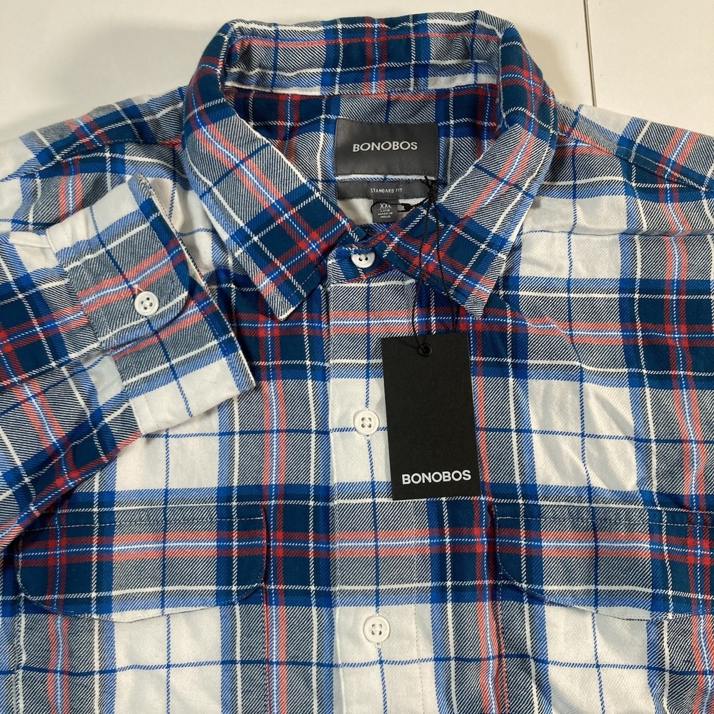 NEW Bonobos Flannel Shirt 2XLT Tall Standard Button‎ Up Skydriver Kilry Plaid